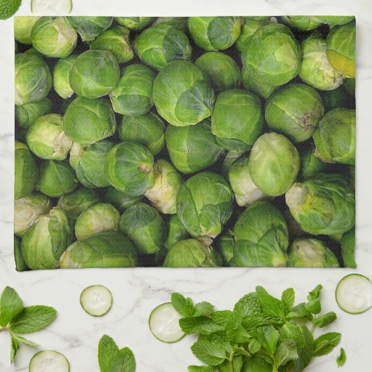 Groen groentepatroon in Brussel Theedoek (Gevouwen)