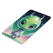 Groen groot hoofd alien met horens magneet (Linkerzijde)