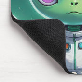 Groen groot hoofd alien met horens muismat (Hoek)