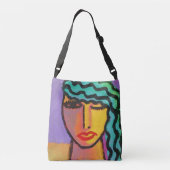 Groen Haar Abstracte Kunst Crossbody Tas (Achterkant)