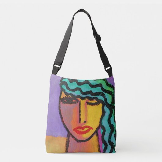 Groen Haar Abstracte Kunst Crossbody Tas (Voorkant)
