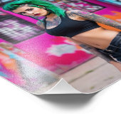Groen Haar Tattoo Punk Babe in Graffiti Street Foto Afdruk (Hoek)