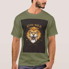 Groen half mouw T-shirt met Stay Wild typografie