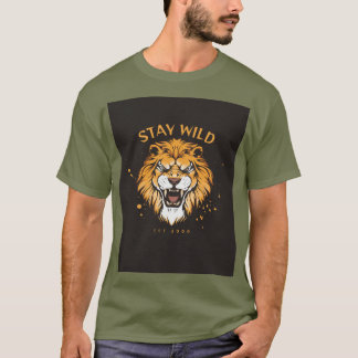 Groen half mouw T-shirt met Stay Wild typografie
