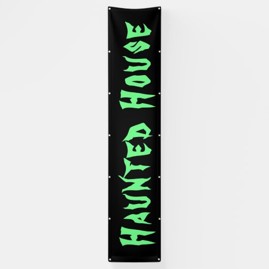 Groen Halloween groot buitenhuis met zwarte kop Spandoek (Verticaal)