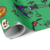 Groen Halloween Inpakpapier (Rol Hoek)