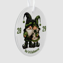 Groen Halloween-kabouterpaar, geruit kabouterpaar,