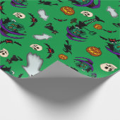Groen halloween-omslagpapier cadeaupapier (Hoek)