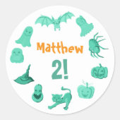 Groen Halloween verjaardagsfeestje Ronde Sticker (Voorkant)