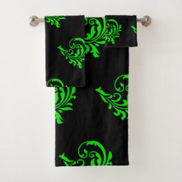 Groen handdoekje met wervelkolom en zwarte badkame bad handdoek