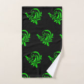 Groen handdoekje met wervelkolom en zwarte badkame bad handdoek (Handdoek)