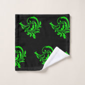 Groen handdoekje met wervelkolom en zwarte badkame bad handdoek (Wasdoekje)