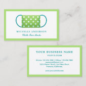 Groen handgemaakt wasmasker visitekaartje (Voorkant / Achterkant)