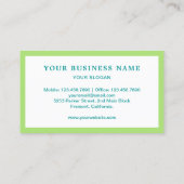 Groen handgemaakt wasmasker visitekaartje (Achterkant)