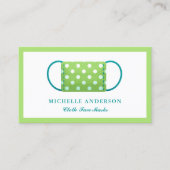 Groen handgemaakt wasmasker visitekaartje (Voorkant)