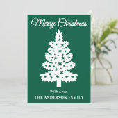 Groen handgeschreven script kerstboom feestdagenkaart (Staand voorkant)