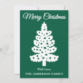 Groen handgeschreven script kerstboom feestdagenkaart