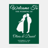 Groen handgeschreven script Kerstbruiloft Welkom Acryl Bord (Voorkant)