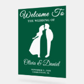 Groen handgeschreven script Kerstbruiloft Welkom Acryl Bord (Hoek)