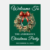 Groen handgeschreven script kerstfeest welkom acryl bord (Voorkant)