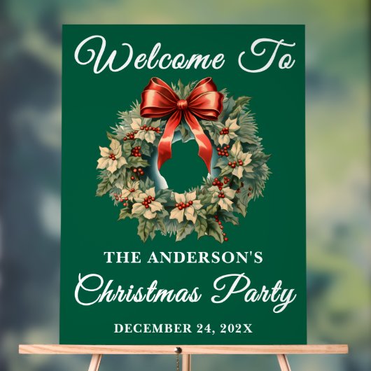 Groen handgeschreven script kerstfeest welkom acryl bord (Neutraal)