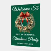 Groen handgeschreven script kerstfeest welkom acryl bord (Hoek)