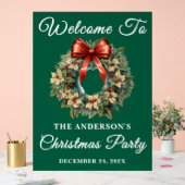 Groen handgeschreven script kerstfeest welkom acryl bord (Huwelijk)