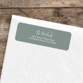 Groen handgeschreven script retouradres etiket