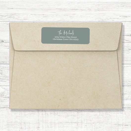 Groen handgeschreven script retouradres etiket