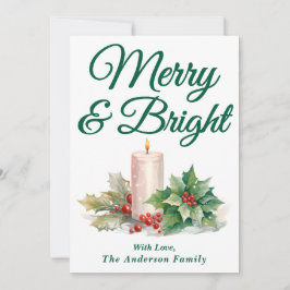 Groen handgeschreven script vrolijk en helder feestdagenkaart