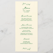 Groen handgeschreven trouwmenu menu (Voorkant)