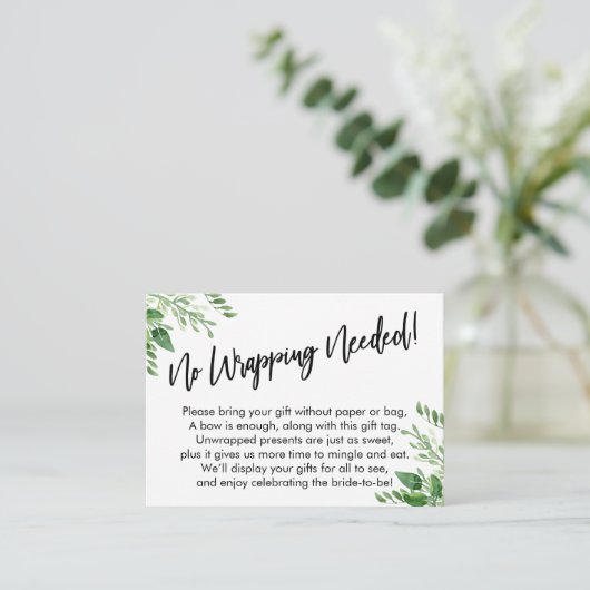 Groen Handgeschrift Geen Inpakpapier Nodig Informatiekaartje (Staand voorkant)
