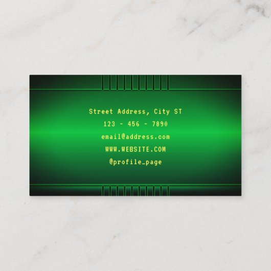 Groen handheld draagbare console-visitekaartje visitekaartje (Achterkant)