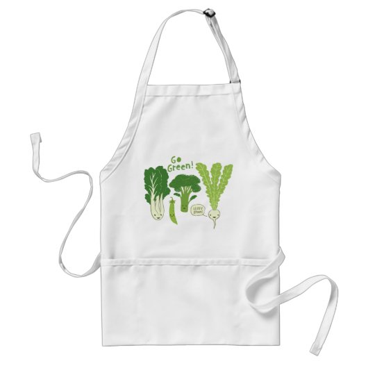 Groen! Happy Garden Veggies Standaard Schort (Voorkant)