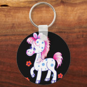 Groen Happy Pony Black achtergrond Sleutelhanger (Voorkant)