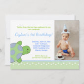 Groen Happy Zee Turtle Birthday Invitation 5x7 Kaart (Voorkant)