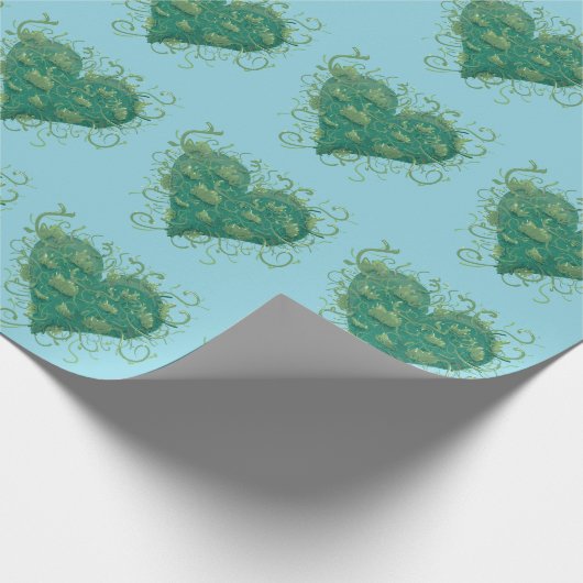 Groen hart binnen cadeaupapier (Hoek)