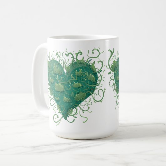 Groen hart binnen koffiemok (Voorkant links)