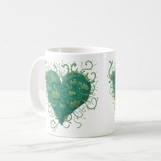 Groen hart binnen koffiemok (Voorkant links)