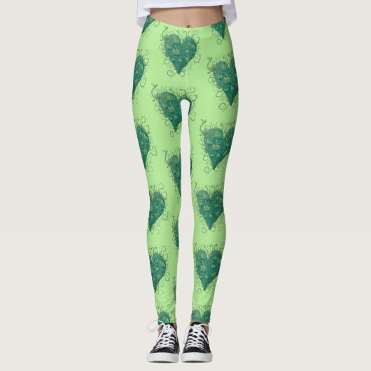 Groen hart binnen leggings (Voorkant)