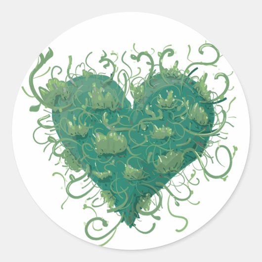 Groen hart binnen ronde sticker (Voorkant)