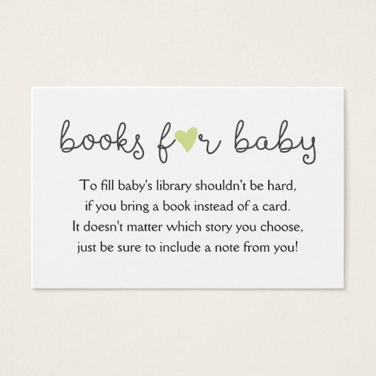 Groen Hart Bring a Book Request Baby shower Visitekaartje (Voorkant)