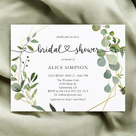 Groen Hart Bruiloftsshower Eucalyptus Uitnodiging Briefkaart