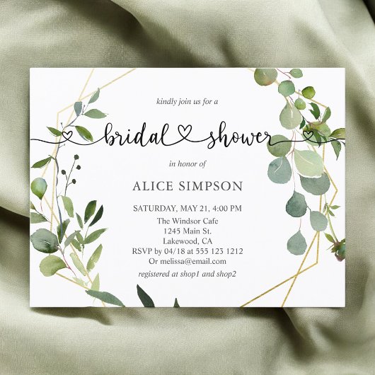 Groen Hart Bruiloftsshower Eucalyptus Uitnodiging Briefkaart