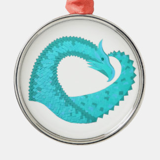 Groen hart draak op wit metalen ornament