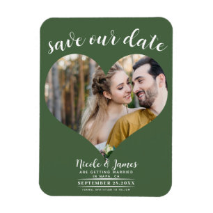 Groen Hart Foto Bruiloft Save the Date Magneet