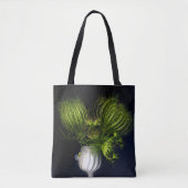 Groen hart in zwart tote bag (Voorkant)