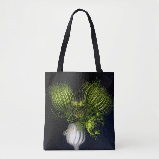 Groen hart in zwart tote bag (Voorkant)