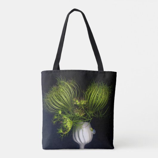 Groen hart in zwart tote bag (Achterkant)