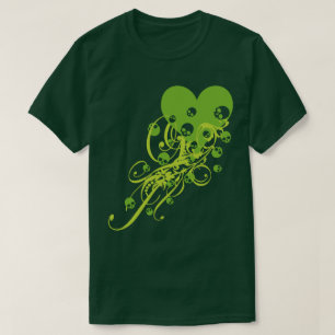 Groen hart met schedels en zwendel T-shirt